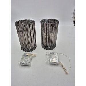 Illuminated Mercury Glass Hurricanes by Valerie‎ 8' set of 2 Midnight